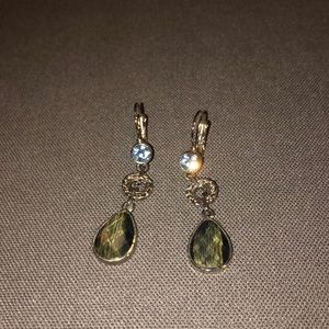 Lia Sophia green blue and silver drop earrings